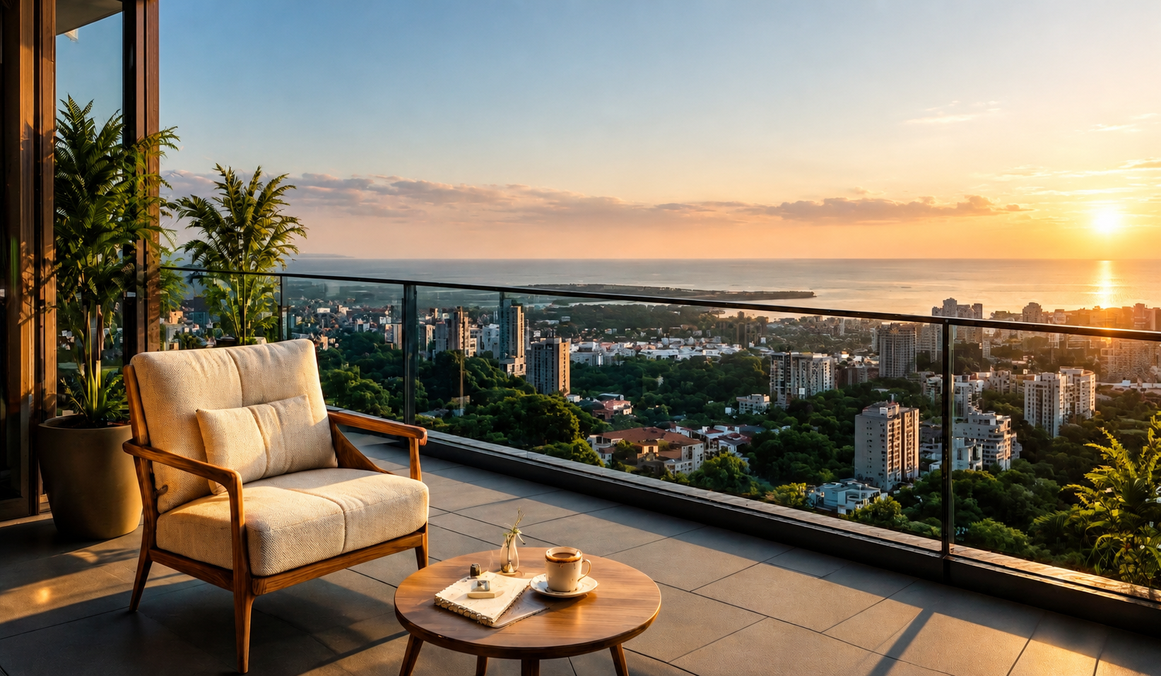 Balcony view at sunset